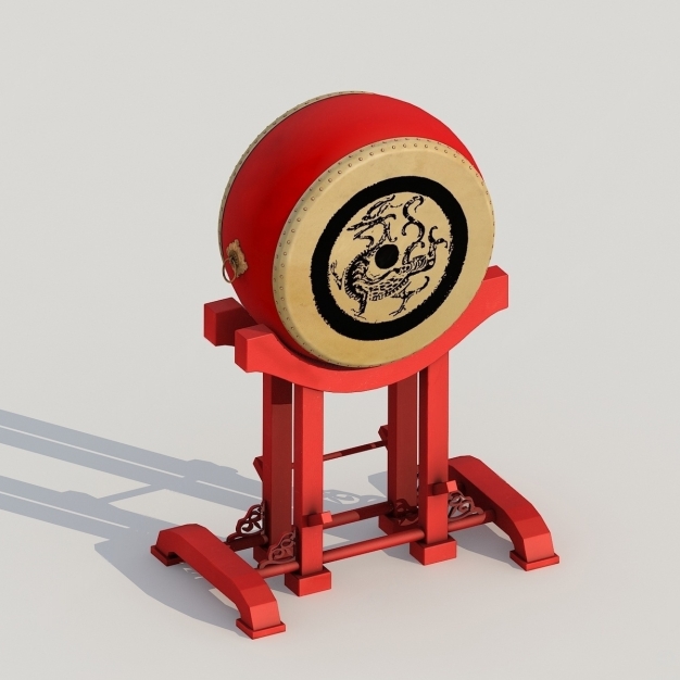 中式擂鼓3D模型